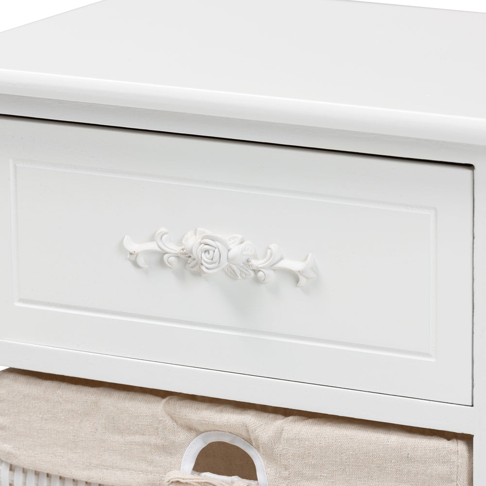 Baxton Studio Madelia Modern And Contemporary White Finished Wood And 1-Drawer Nightstand