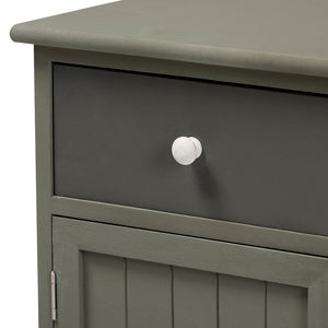 Baxton Studio Barend Mid-Century Modern Two-Tone Grey And Charcoal Finished Wood 1-Drawer Storage Cabinet