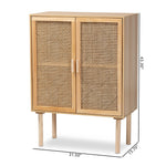 Load image into Gallery viewer, Baxton Studio Maclean Mid-Century Modern Rattan And Natural Brown Finished Wood 2-Door Storage Cabinet
