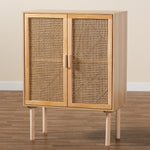 Load image into Gallery viewer, Baxton Studio Maclean Mid-Century Modern Rattan And Natural Brown Finished Wood 2-Door Storage Cabinet
