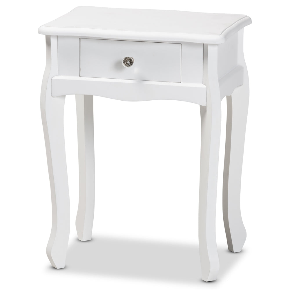 Baxton Studio Peterson Classic And Traditional White Finished Wood 1-Drawer Nightstand