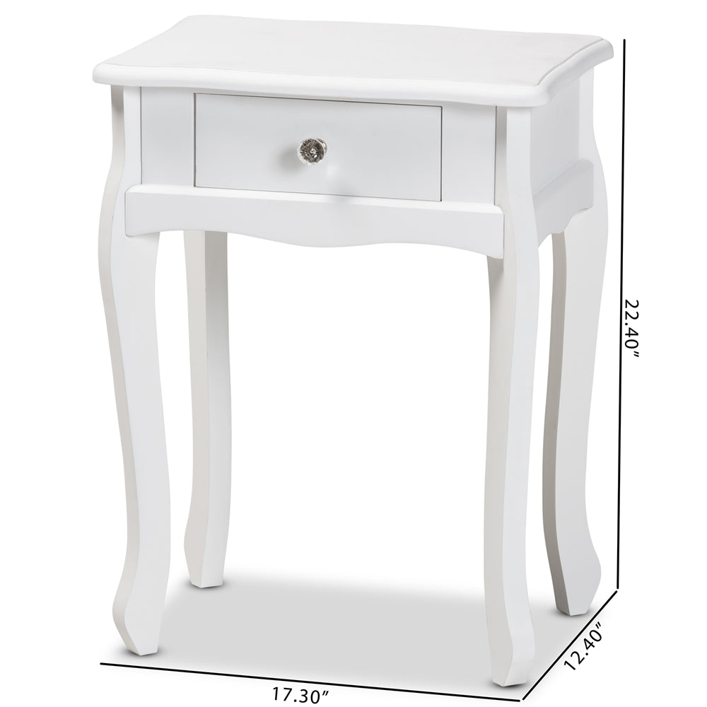 Baxton Studio Peterson Classic And Traditional White Finished Wood 1-Drawer Nightstand