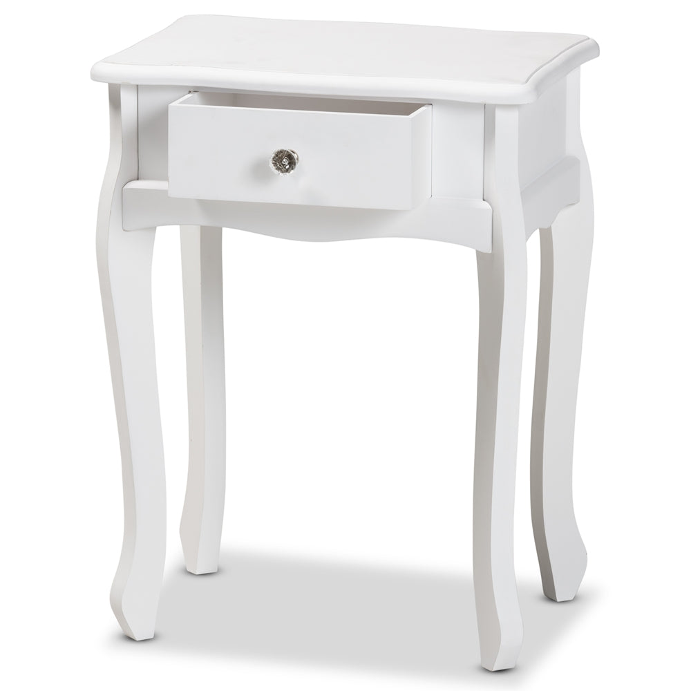 Baxton Studio Peterson Classic And Traditional White Finished Wood 1-Drawer Nightstand