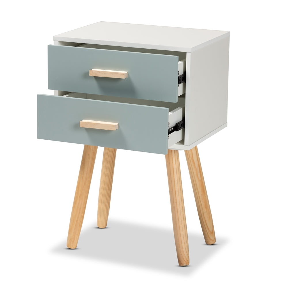 Baxton Studio Giles Modern And Contemporary Oak Brown And Multi-Colored Wood 2-Drawer Nightstand