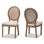 Load image into Gallery viewer, Baxton Studio Louis Traditional French Inspired Beige Fabric Upholstered And Antique Brown Finished Wood 2-Piece Dining Chair Set With Rattan
