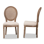 Load image into Gallery viewer, Baxton Studio Louis Traditional French Inspired Beige Fabric Upholstered And Antique Brown Finished Wood 2-Piece Dining Chair Set With Rattan
