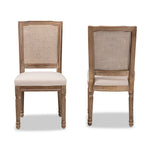 Load image into Gallery viewer, Baxton Studio Louane Traditional French Inspired Beige Fabric Upholstered And Antique Brown Finished Wood 2-Piece Dining Chair Set With Rattan
