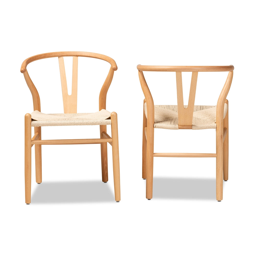 Baxton Studio Paxton Modern And Contemporary Natural Brown Finished Wood 2-Piece Dining Chair Set