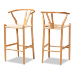 Load image into Gallery viewer, Baxton Studio Paxton Modern And Contemporary Natural Brown Finished Wood 2-Piece Bar Stool Set
