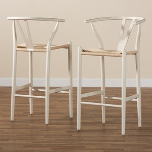 Baxton Studio Paxton Modern And Contemporary White Finished Wood 2-Piece Bar Stool Set