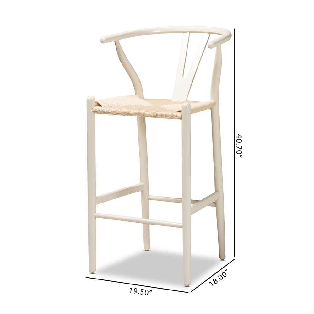 Baxton Studio Paxton Modern And Contemporary White Finished Wood 2-Piece Bar Stool Set