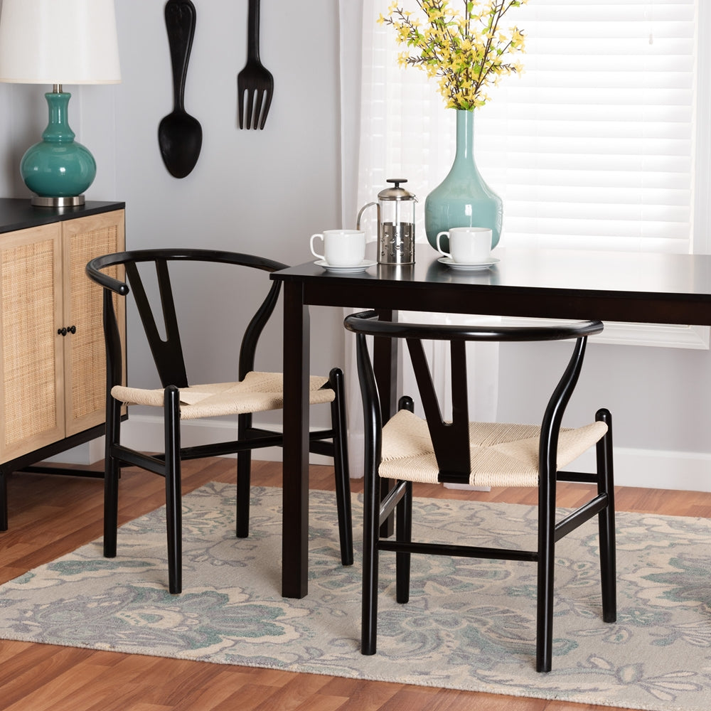 Baxton Studio Paxton Modern Black Finished Wood 2-Piece Dining Chair Set