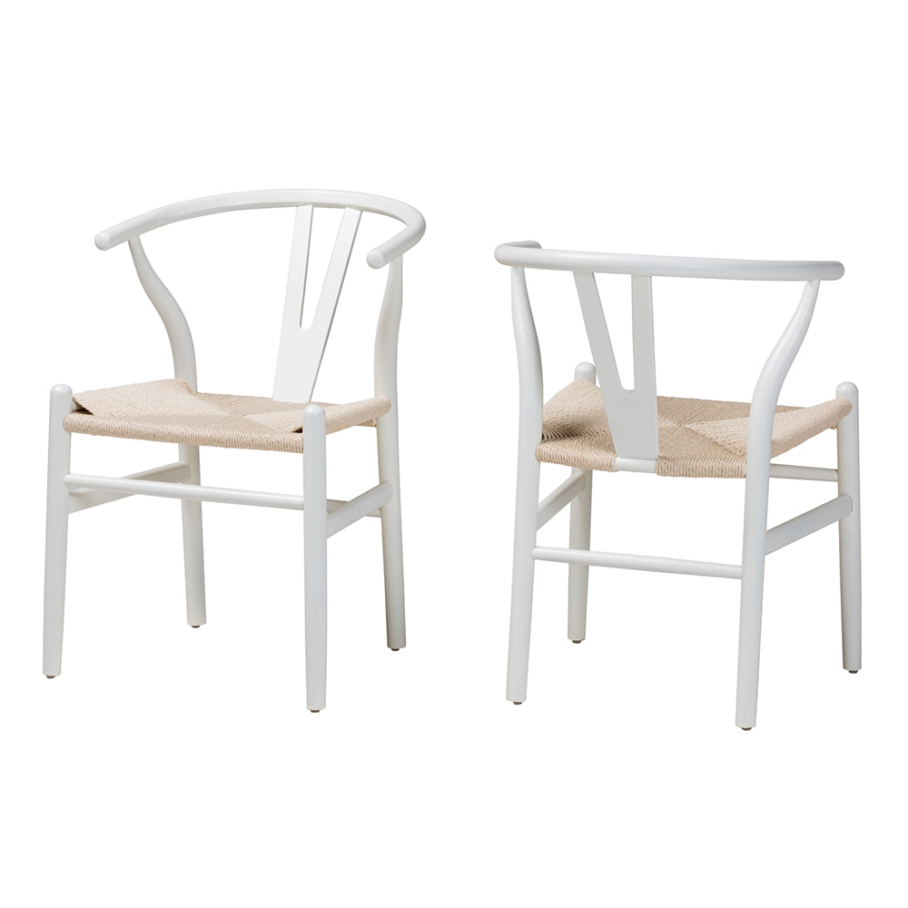 Baxton Studio Paxton Modern White Finished Wood 2-Piece Dining Chair Set