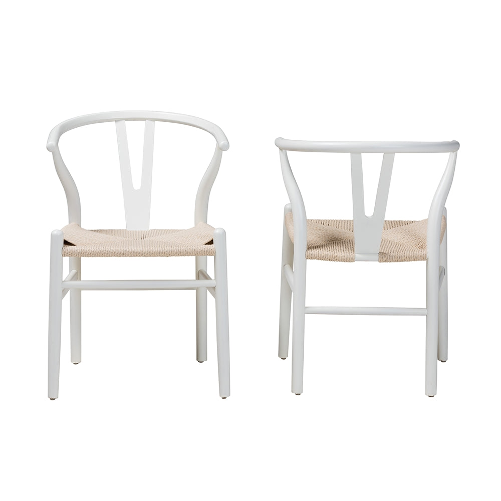 Baxton Studio Paxton Modern White Finished Wood 2-Piece Dining Chair Set