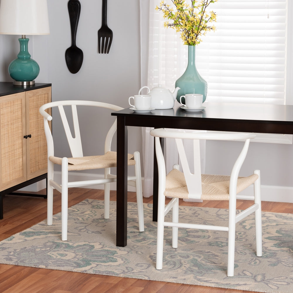 Baxton Studio Paxton Modern White Finished Wood 2-Piece Dining Chair Set