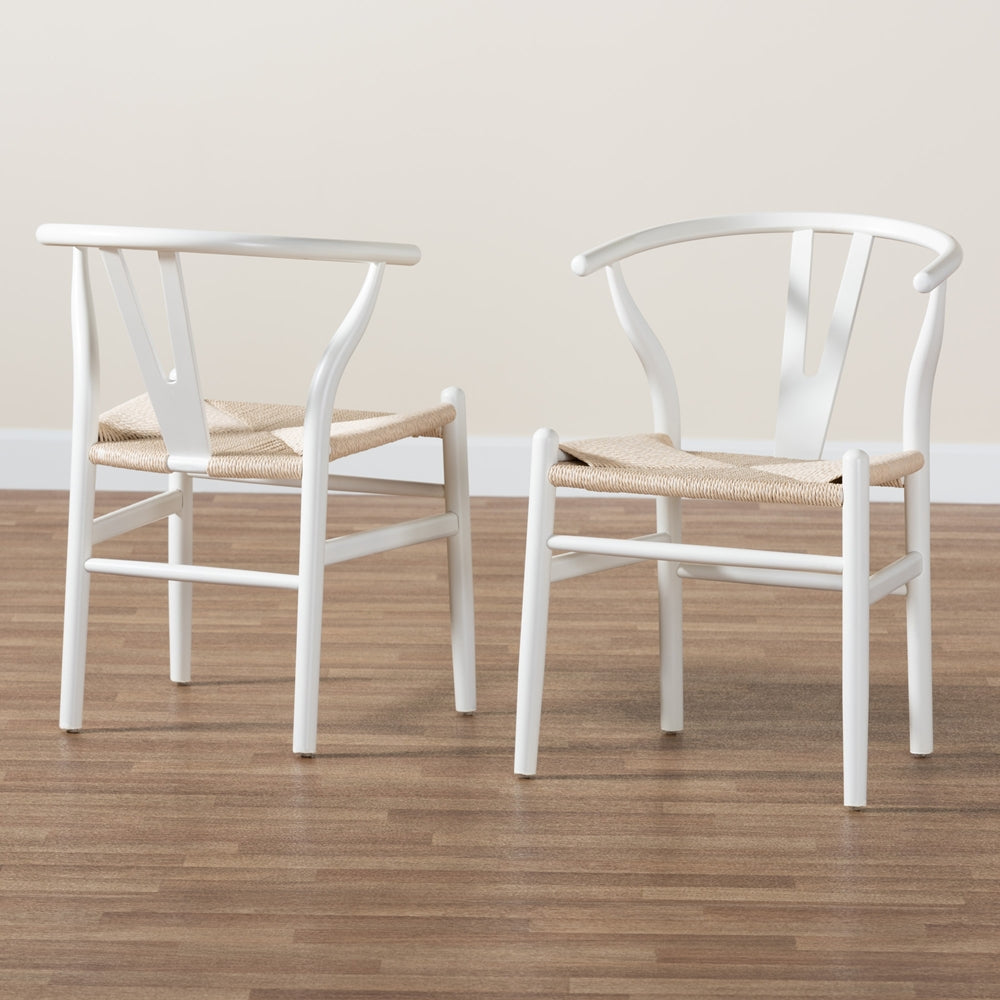 Baxton Studio Paxton Modern White Finished Wood 2-Piece Dining Chair Set