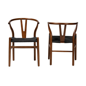 Baxton Studio Paxton Modern Walnut Brown Finished Wood 2-Piece Dining Chair Set