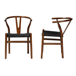 Baxton Studio Paxton Modern Walnut Brown Finished Wood 2-Piece Dining Chair Set