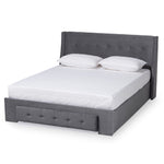 Load image into Gallery viewer, Baxton Studio Noella Modern And Contemporary Grey Velvet Fabric Upholstered Queen Size 1-Drawer Platform Storage Bed
