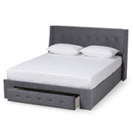 Load image into Gallery viewer, Baxton Studio Noella Modern And Contemporary Grey Velvet Fabric Upholstered Queen Size 1-Drawer Platform Storage Bed
