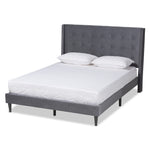 Load image into Gallery viewer, Baxton Studio Gothard Modern And Contemporary Grey Velvet Fabric Upholstered And Dark Brown Finished Wood King Size Platform Bed
