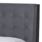 Load image into Gallery viewer, Baxton Studio Gothard Modern And Contemporary Grey Velvet Fabric Upholstered And Dark Brown Finished Wood King Size Platform Bed
