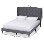 Load image into Gallery viewer, Baxton Studio Joanna Modern And Contemporay Grey Velvet Fabric Upholstered And Dark Brown Finished Wood King Size Platform Bed
