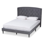 Load image into Gallery viewer, Baxton Studio Joanna Modern And Contemporay Grey Velvet Fabric Upholstered And Dark Brown Finished Wood Queen Size Platform Bed
