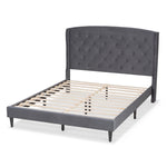 Load image into Gallery viewer, Baxton Studio Joanna Modern And Contemporay Grey Velvet Fabric Upholstered And Dark Brown Finished Wood King Size Platform Bed
