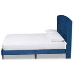 Load image into Gallery viewer, Baxton Studio Joanna Modern And Contemporay Navy Blue Velvet Fabric Upholstered And Dark Brown Finished Wood King Size Platform Bed
