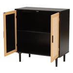 Load image into Gallery viewer, Baxton Studio Maureen Mid-Century Modern Espresso Brown Wood And Rattan 2-Door Storage Cabinet
