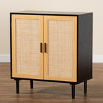 Load image into Gallery viewer, Baxton Studio Maureen Mid-Century Modern Espresso Brown Wood And Rattan 2-Door Storage Cabinet
