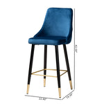 Load image into Gallery viewer, Baxton Studio Giada Contemporary Glam And Luxe Navy Blue Velvet Fabric And Dark Brown Finished Wood 2-Piece Bar Stool Set
