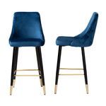 Load image into Gallery viewer, Baxton Studio Giada Contemporary Glam And Luxe Navy Blue Velvet Fabric And Dark Brown Finished Wood 2-Piece Bar Stool Set
