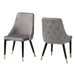 Load image into Gallery viewer, Baxton Studio Giada Contemporary Glam And Luxe Grey Velvet Fabric And Dark Brown Finished Wood 2-Piece Dining Chair Set
