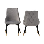 Load image into Gallery viewer, Baxton Studio Giada Contemporary Glam And Luxe Grey Velvet Fabric And Dark Brown Finished Wood 2-Piece Dining Chair Set
