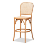 Load image into Gallery viewer, Baxton Studio Vance Mid-Century Modern Brown Woven Rattan And Wood Cane Counter Stool
