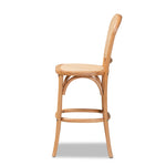 Load image into Gallery viewer, Baxton Studio Vance Mid-Century Modern Brown Woven Rattan And Wood Cane Counter Stool
