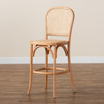 Load image into Gallery viewer, Baxton Studio Vance Mid-Century Modern Brown Woven Rattan And Wood Cane Counter Stool
