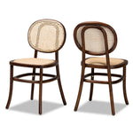 Load image into Gallery viewer, Baxton Studio Garold Mid-Century Modern Brown Woven Rattan And Walnut Brown Wood 2-Piece Cane Dining Chair Set
