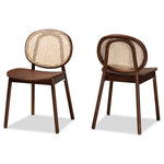 Load image into Gallery viewer, Baxton Studio Halen Mid-Century Modern Brown Woven Rattan And Walnut Brown Wood Finished 2-Piece Cane Dining Chair Set
