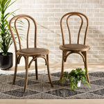 Load image into Gallery viewer, Baxton Studio Dacian Mid-Century Modern Brown Woven Rattan And Walnut Brown Wood 2-Piece Dining Chair Set
