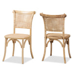 Load image into Gallery viewer, Baxton Studio Fields Mid-Century Modern Brown Woven Rattan And Wood 2-Piece Cane Dining Chair Set
