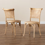 Load image into Gallery viewer, Baxton Studio Fields Mid-Century Modern Brown Woven Rattan And Wood 2-Piece Cane Dining Chair Set
