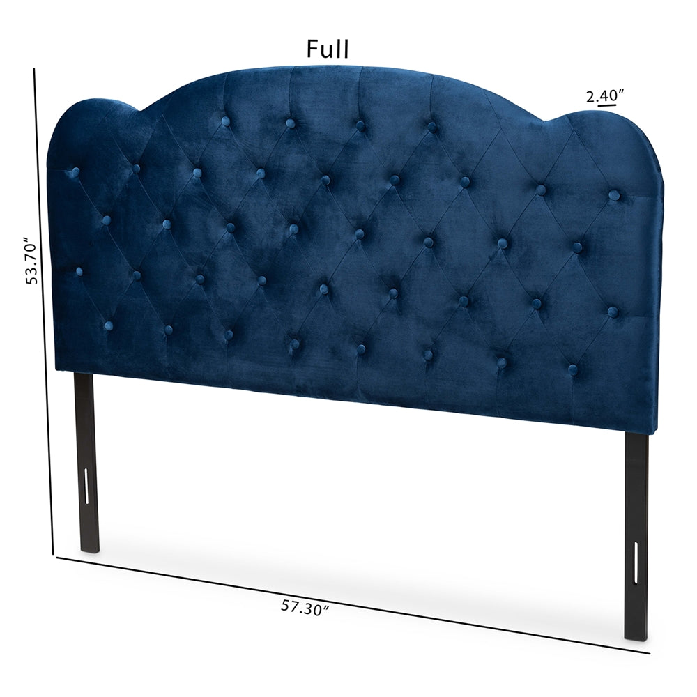 Baxton Studio Clovis Modern And Contemporary Navy Blue Velvet Fabric Upholstered Queen Size Headboard