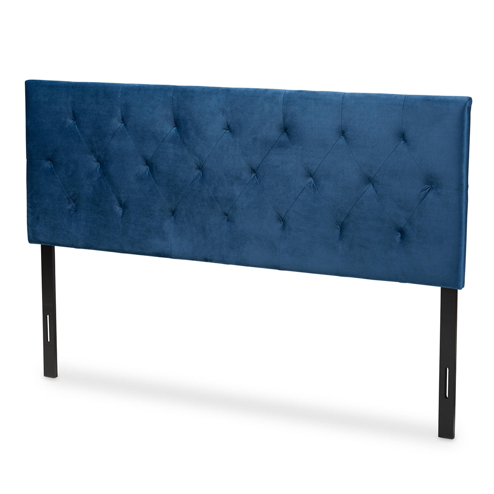 Baxton Studio Felix Modern And Contemporary Navy Blue Velvet Fabric Upholstered Full Size Headboard