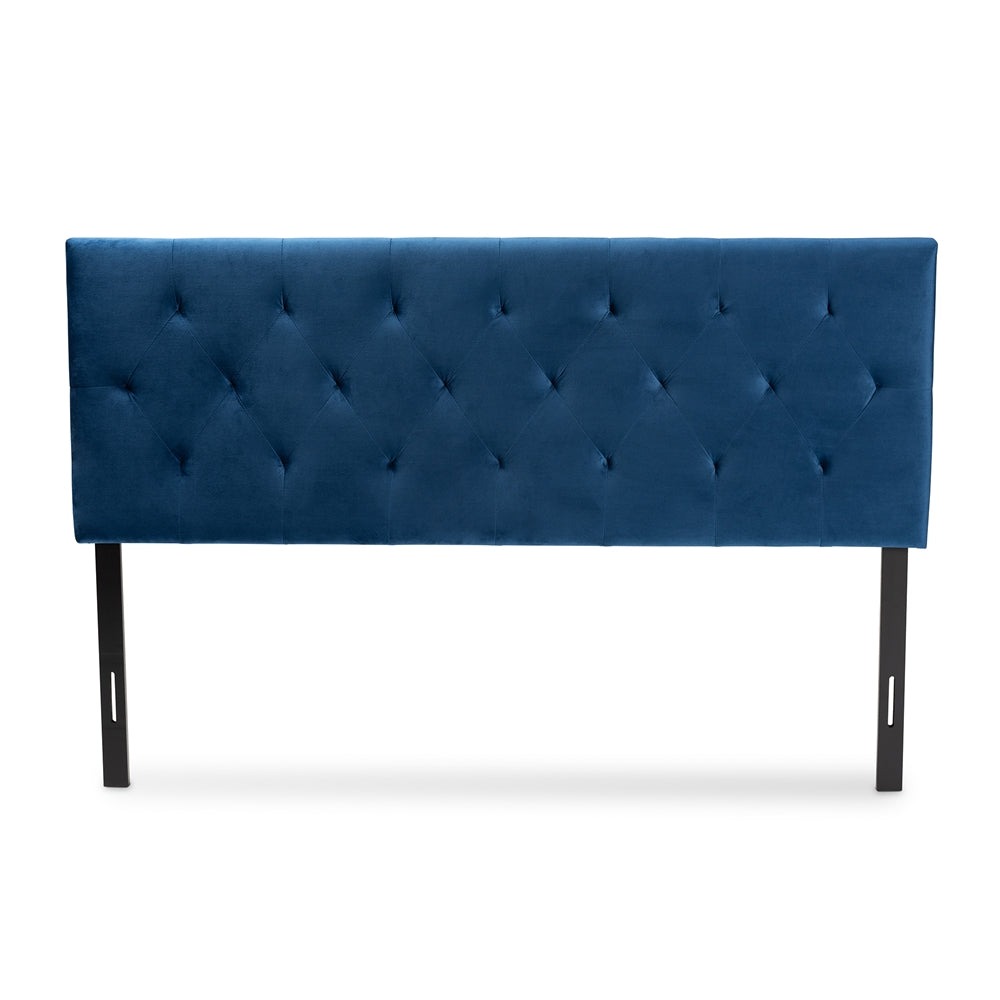 Baxton Studio Felix Modern And Contemporary Navy Blue Velvet Fabric Upholstered Queen Size Headboard