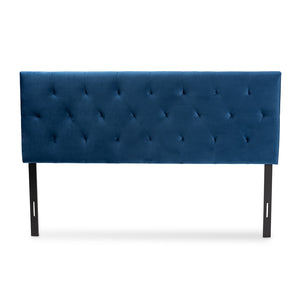 Baxton Studio Felix Modern And Contemporary Navy Blue Velvet Fabric Upholstered Queen Size Headboard