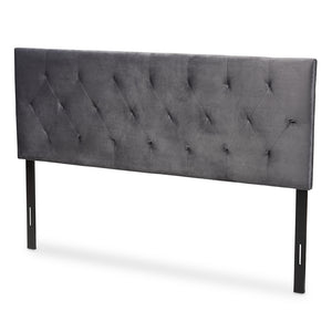 Baxton Studio Felix Modern And Contemporary Grey Velvet Fabric Upholstered King Size Headboard