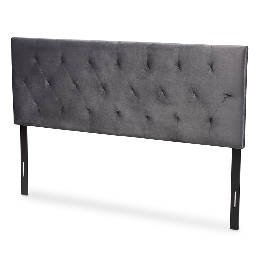 Baxton Studio Felix Modern And Contemporary Grey Velvet Fabric Upholstered Queen Size Headboard